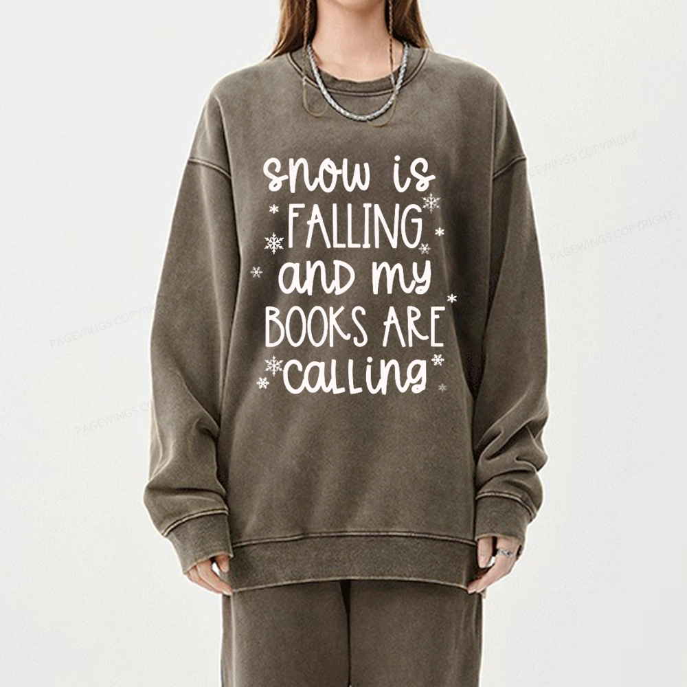 Pagewings Book Lovers Winter Unisexx Washed Sweatshirt