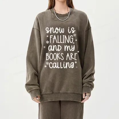 Pagewings Book Lovers Winter Unisexx Washed Sweatshirt