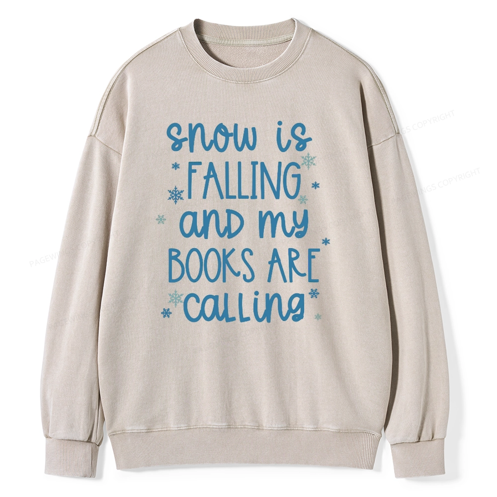 Pagewings Book Lovers Winter Unisexx Washed Sweatshirt