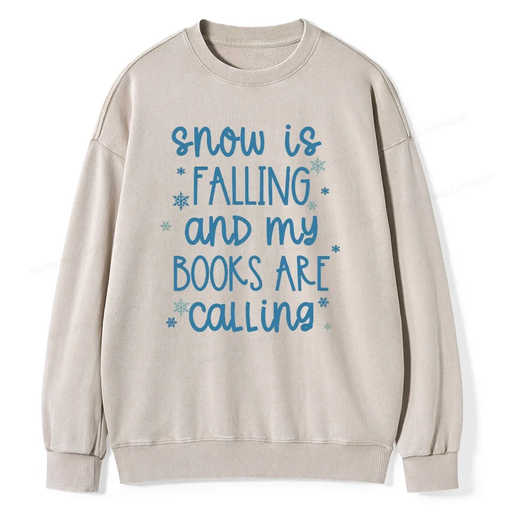 Pagewings Book Lovers Winter Unisexx Washed Sweatshirt