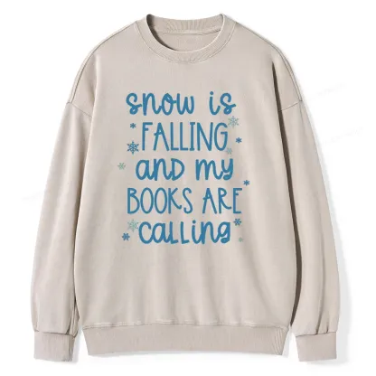 Pagewings Book Lovers Winter Unisexx Washed Sweatshirt
