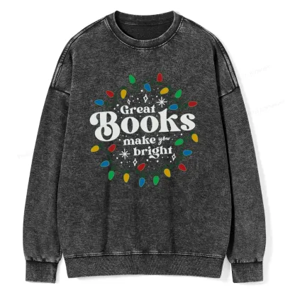 Pagewings Great Books Make You Bright Unisex Washed Sweatshirt