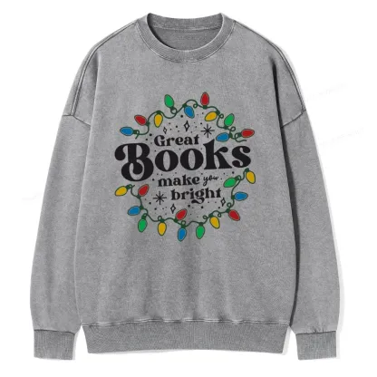 Pagewings Great Books Make You Bright Unisex Washed Sweatshirt