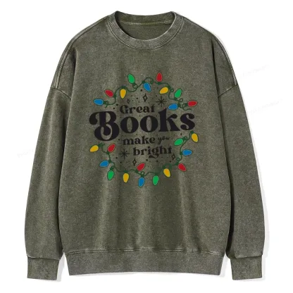 Pagewings Great Books Make You Bright Unisex Washed Sweatshirt