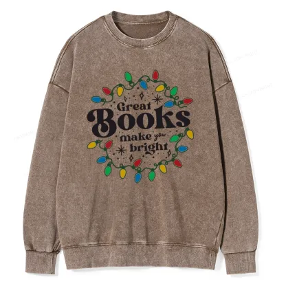 Pagewings Great Books Make You Bright Unisex Washed Sweatshirt