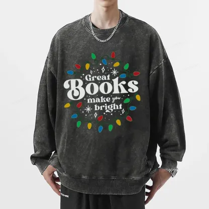 Pagewings Great Books Make You Bright Unisex Washed Sweatshirt