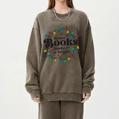 Pagewings Great Books Make You Bright Unisex Washed Sweatshirt