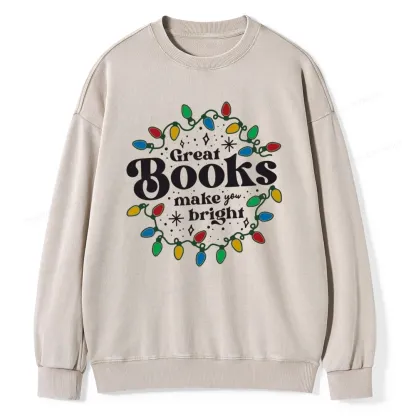 Pagewings Great Books Make You Bright Unisex Washed Sweatshirt