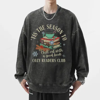 Pagewings To Chill Out With A Good Book Unisex Washed Sweatshirt