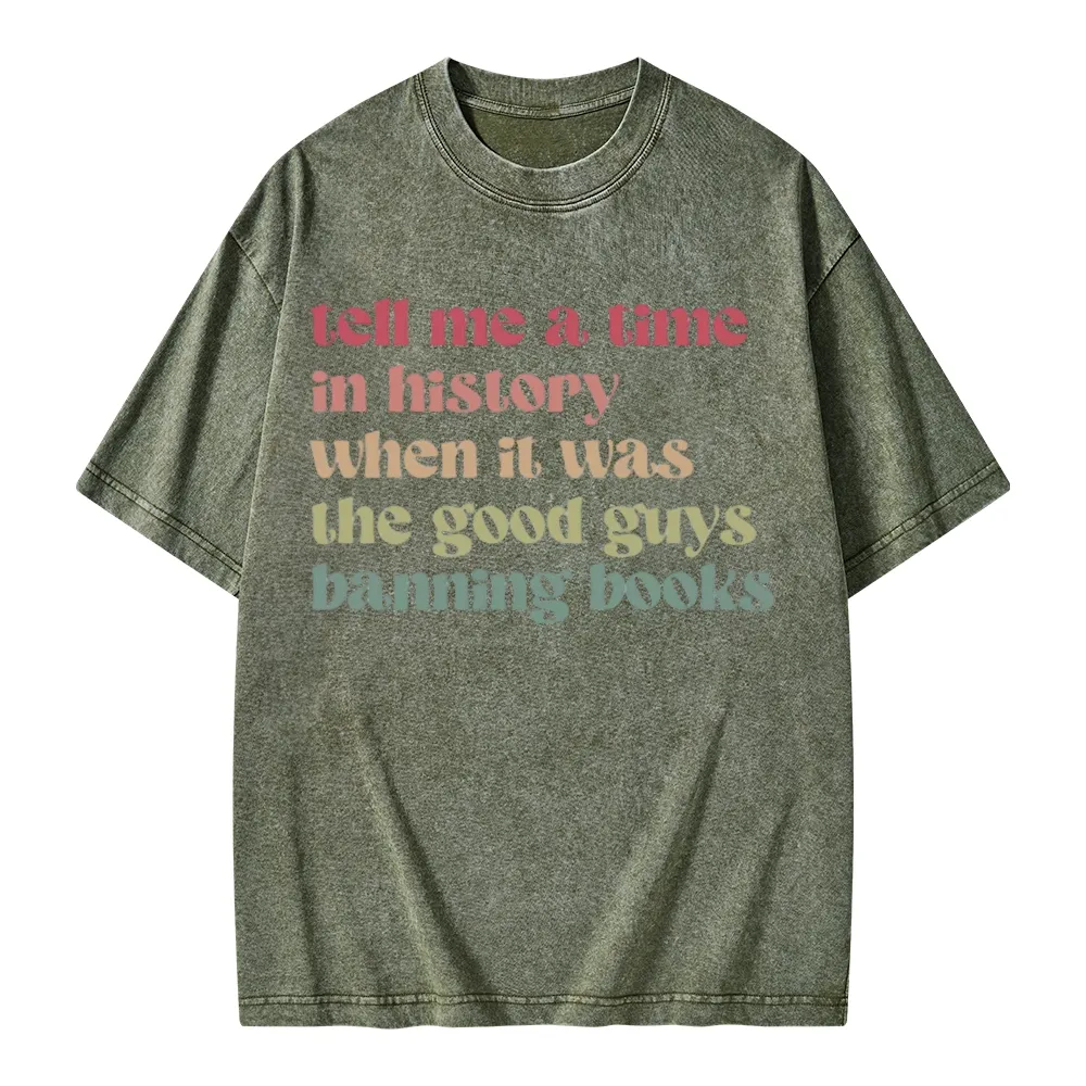 Pagewings Tell Me a Time in History Unisex Washed T-shirt