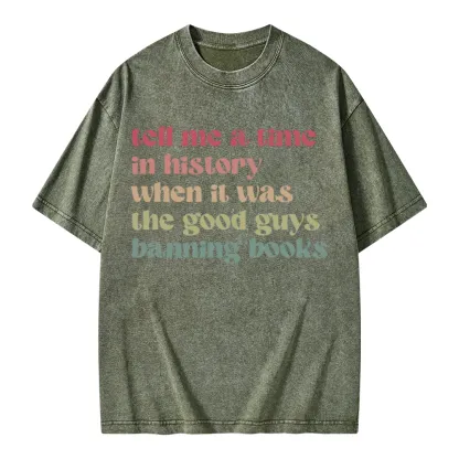 Pagewings Tell Me a Time in History Unisex Washed T-shirt