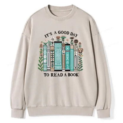 Pagewings It's A Good Day To Read A Book Unisex Washed Sweatshirt