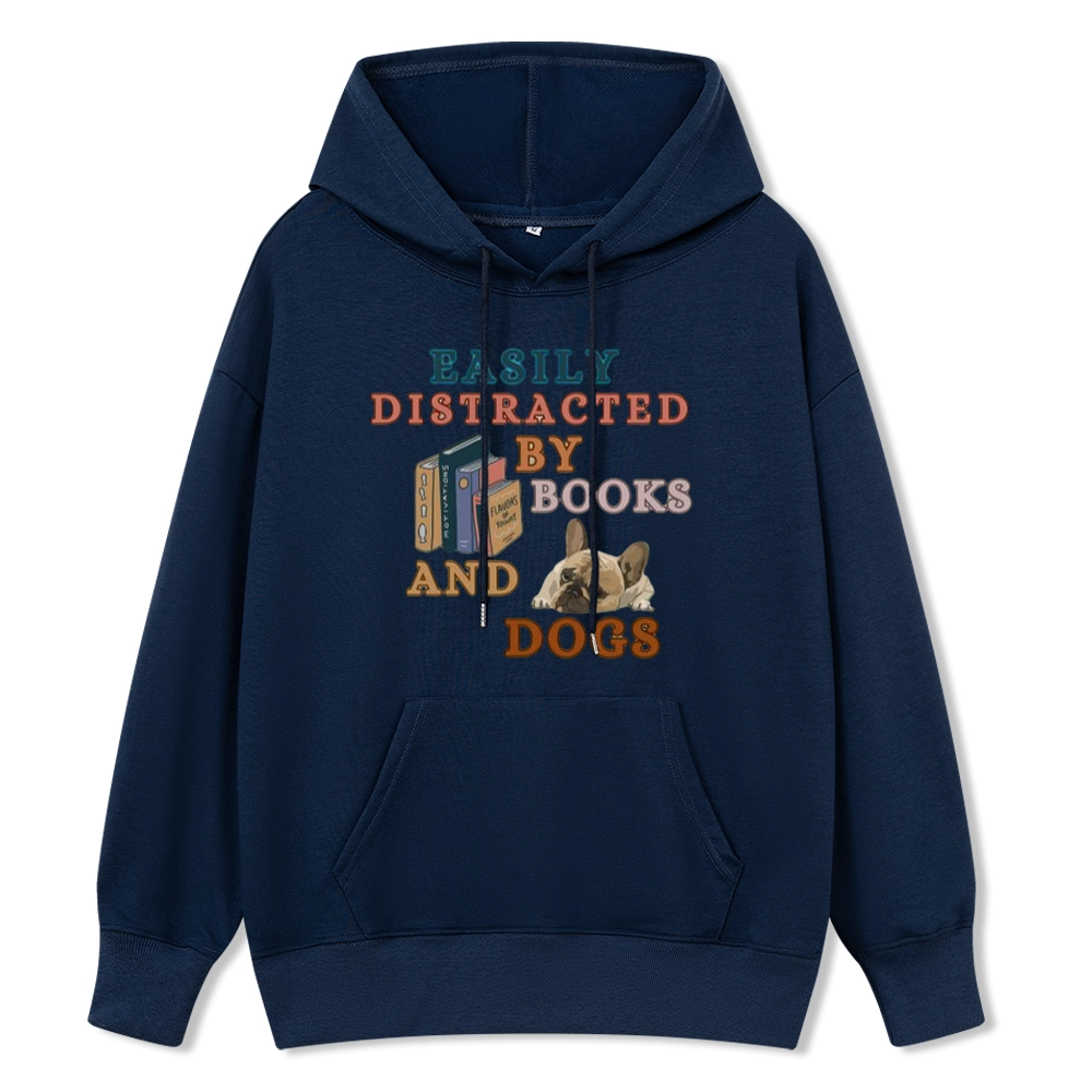 Pagewings Easily Distracted By Books And Dogs Unisex Classic Hoodie