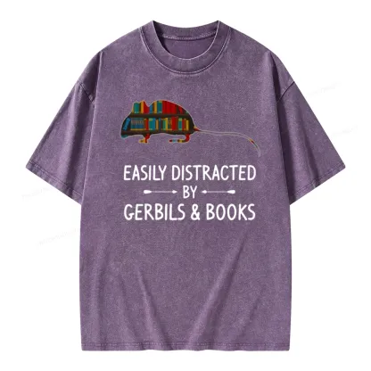 Pagewings Easily Distracted By Gerbils Unisex Washed T-shirt