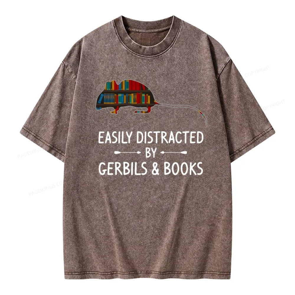 Pagewings Easily Distracted By Gerbils Unisex Washed T-shirt