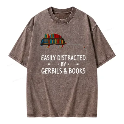 Pagewings Easily Distracted By Gerbils Unisex Washed T-shirt