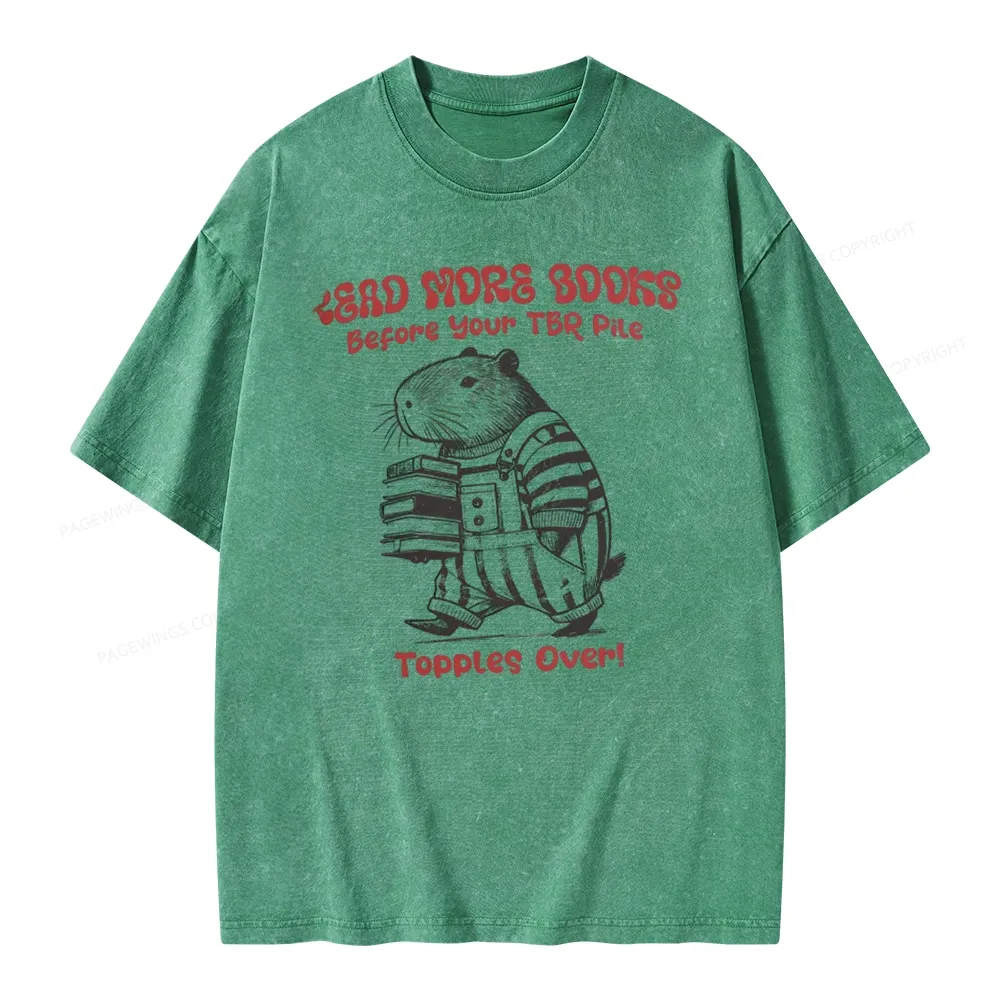 Pagewings Read More Books Before Your Tbr Pile Unisex Washed T-shirt