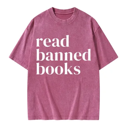 Pagewings Read Banned Books Unisex Washed T-shirt