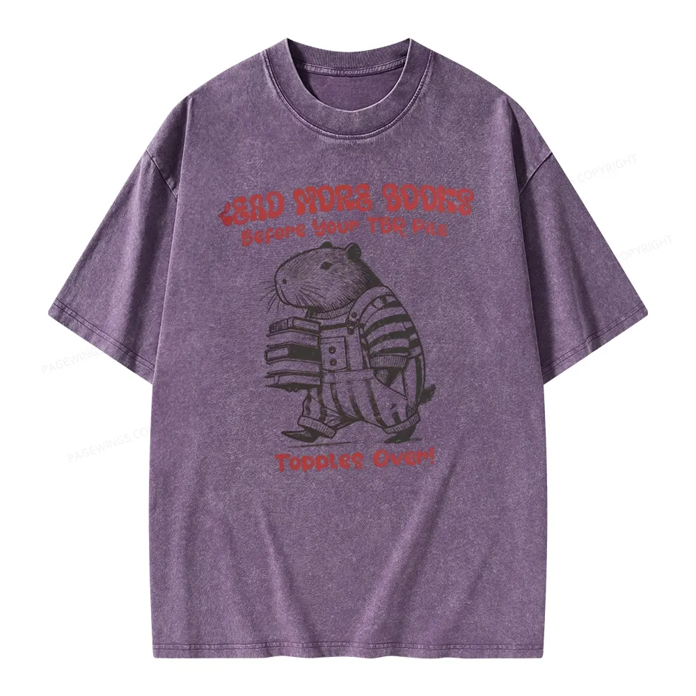 Pagewings Read More Books Before Your Tbr Pile Unisex Washed T-shirt