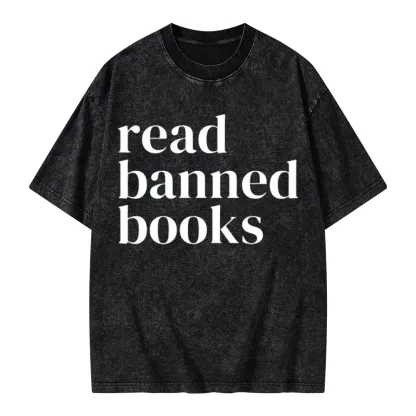 Pagewings Read Banned Books Unisex Washed T-shirt