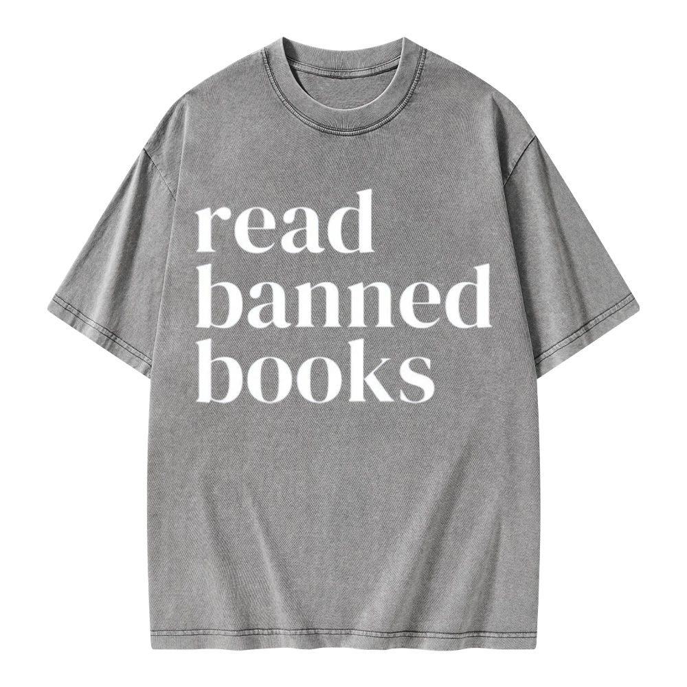 Pagewings Read Banned Books Unisex Washed T-shirt