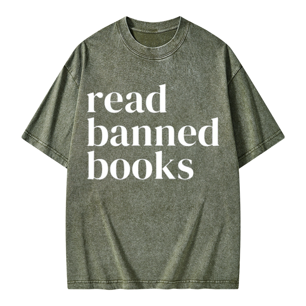 Pagewings Read Banned Books Unisex Washed T-shirt