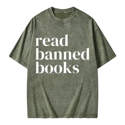 Pagewings Read Banned Books Unisex Washed T-shirt