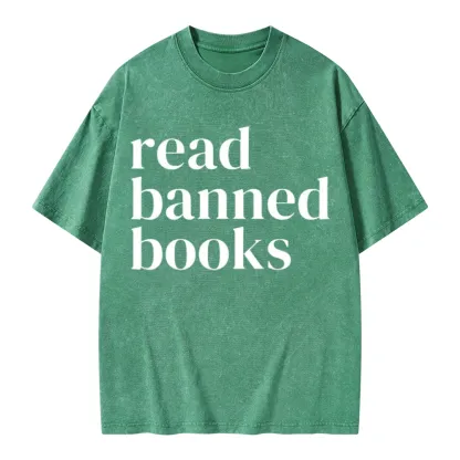 Pagewings Read Banned Books Unisex Washed T-shirt
