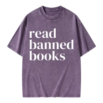 Pagewings Read Banned Books Unisex Washed T-shirt