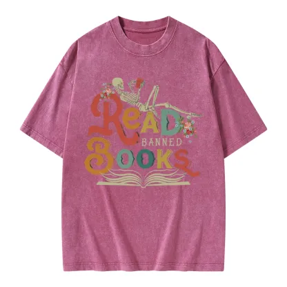 Pagewings Read Banned Books Unisex Washed T-shirt