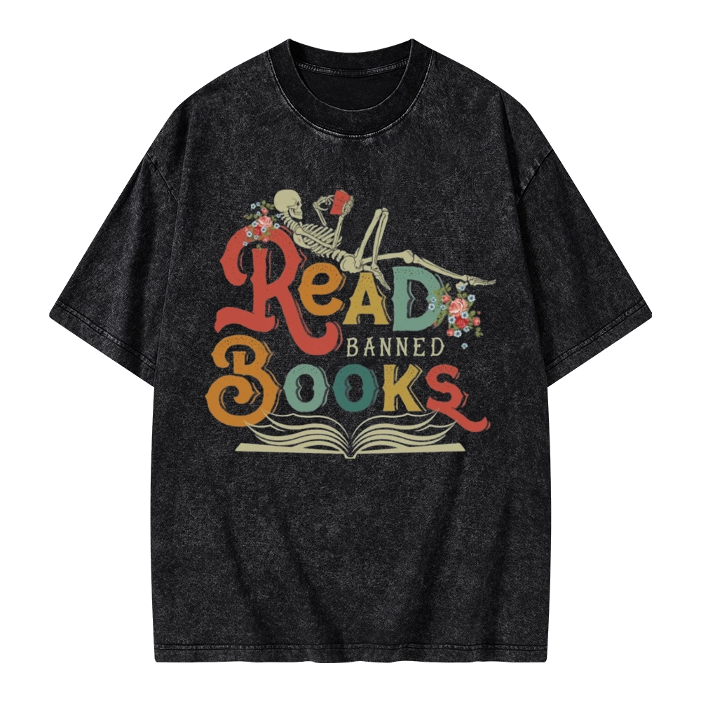 Pagewings Read Banned Books Unisex Washed T-shirt