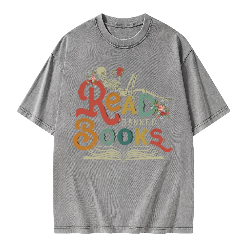 Pagewings Read Banned Books Unisex Washed T-shirt