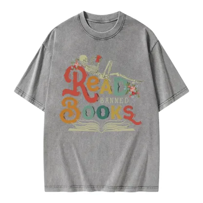 Pagewings Read Banned Books Unisex Washed T-shirt