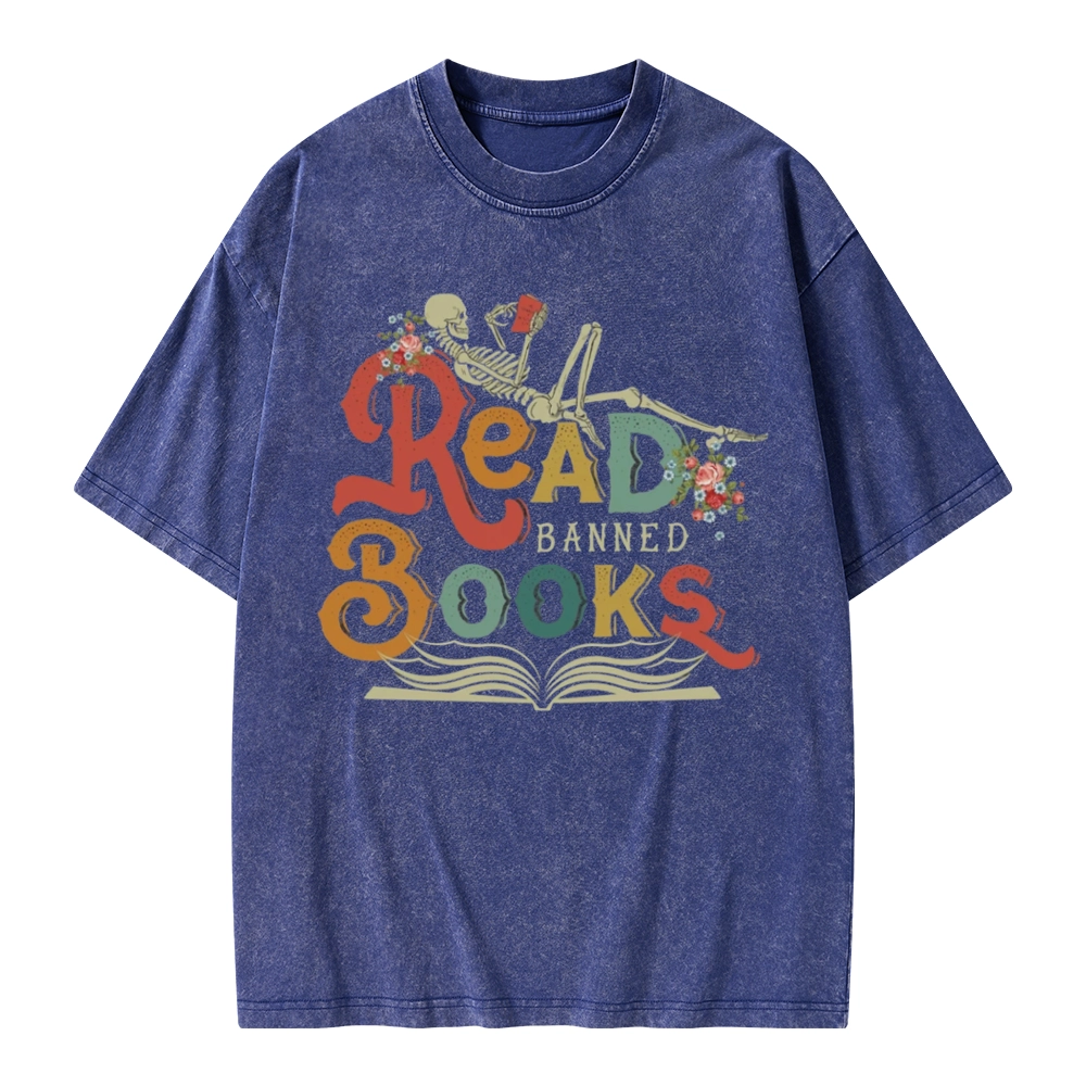 Pagewings Read Banned Books Unisex Washed T-shirt