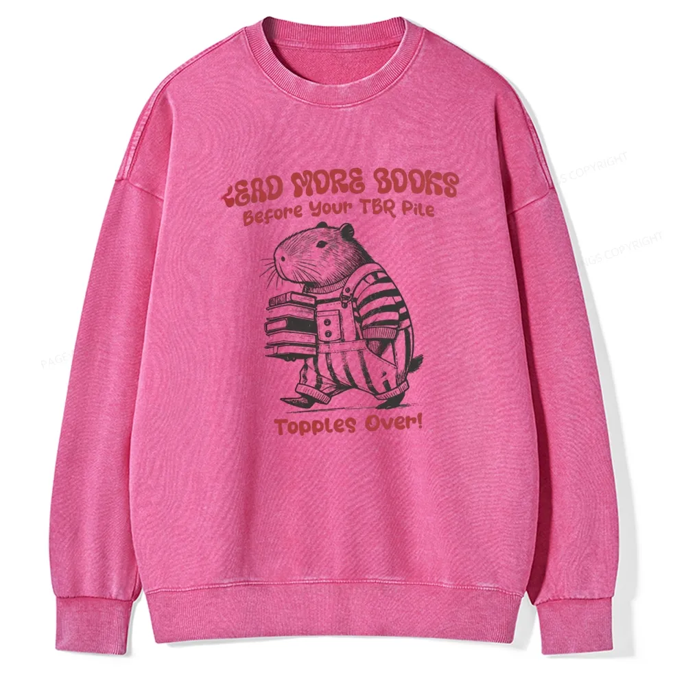 Pagewings Read More Books Before Your Tbr Pile Unisex Washed Sweatshirt