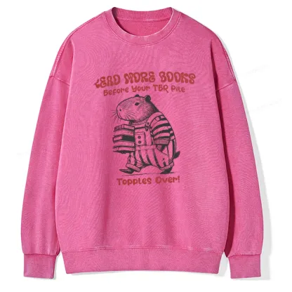 Pagewings Read More Books Before Your Tbr Pile Unisex Washed Sweatshirt