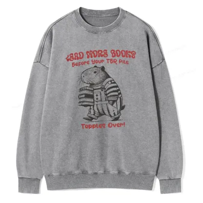 Pagewings Read More Books Before Your Tbr Pile Unisex Washed Sweatshirt
