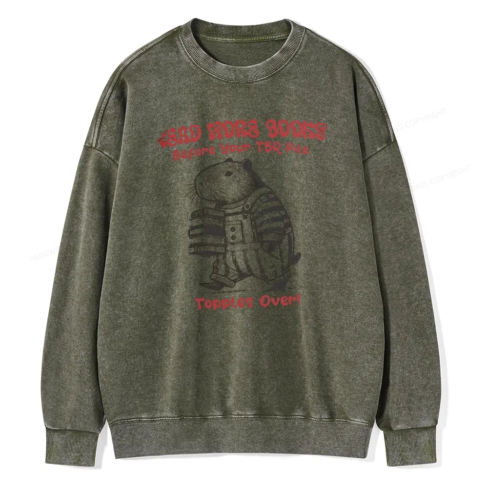 Pagewings Read More Books Before Your Tbr Pile Unisex Washed Sweatshirt