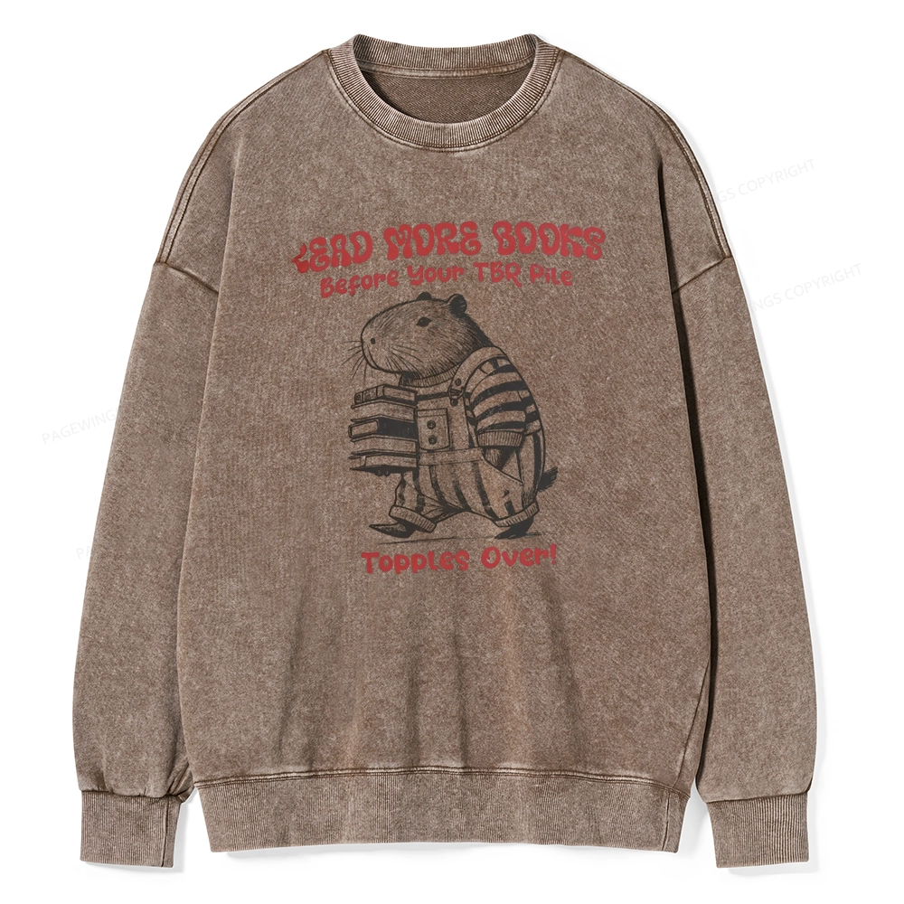 Pagewings Read More Books Before Your Tbr Pile Unisex Washed Sweatshirt
