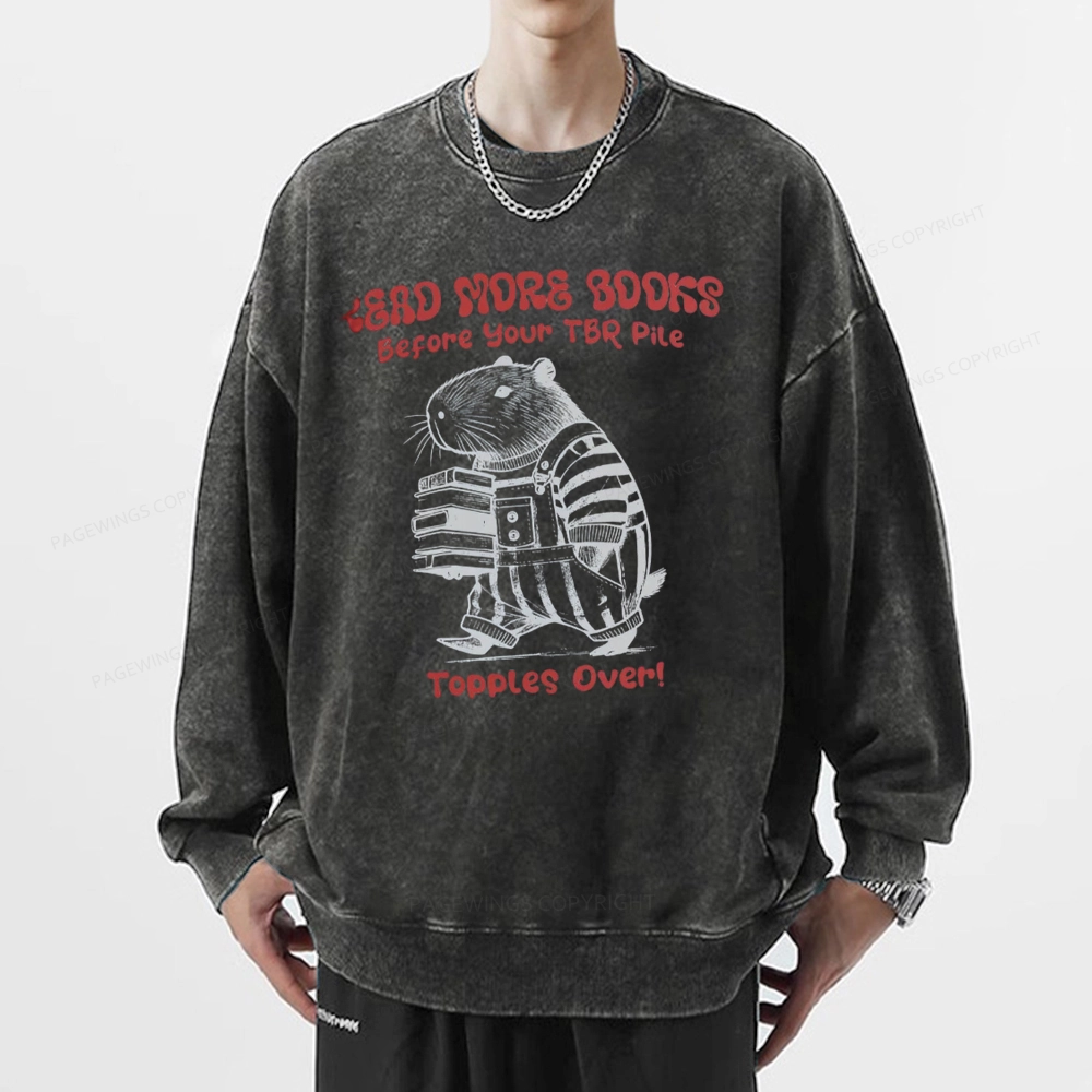 Pagewings Read More Books Before Your Tbr Pile Unisex Washed Sweatshirt