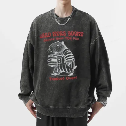 Pagewings Read More Books Before Your Tbr Pile Unisex Washed Sweatshirt