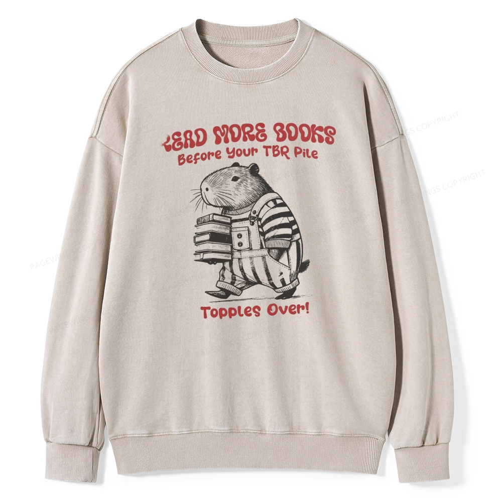 Pagewings Read More Books Before Your Tbr Pile Unisex Washed Sweatshirt