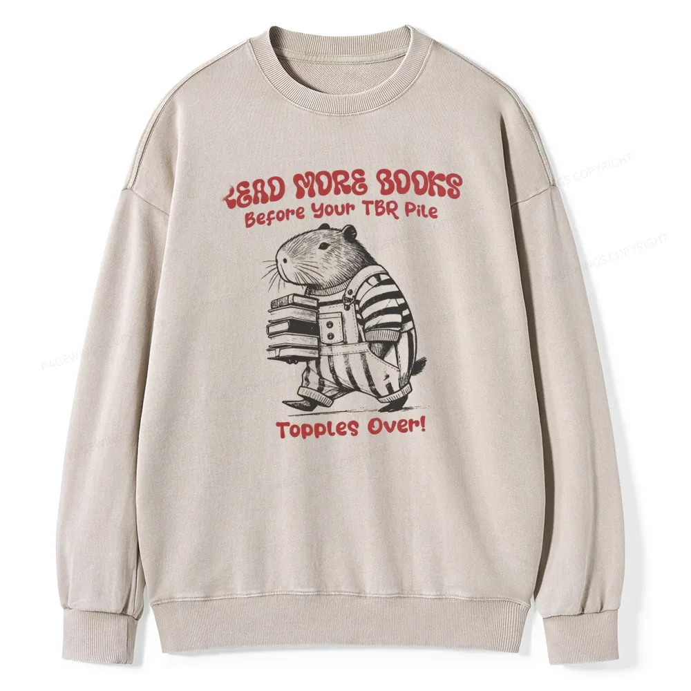 Pagewings Read More Books Before Your Tbr Pile Unisex Washed Sweatshirt