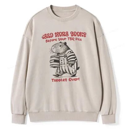 Pagewings Read More Books Before Your Tbr Pile Unisex Washed Sweatshirt