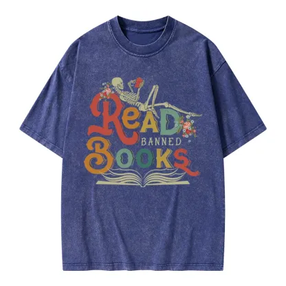 Pagewings Read Banned Books Unisex Washed T-shirt
