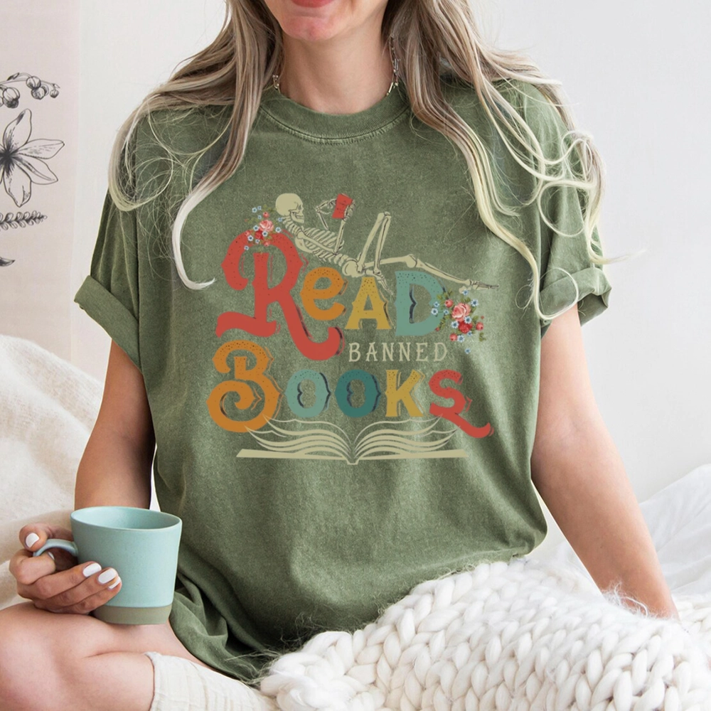 Pagewings Read Banned Books Unisex Washed T-shirt