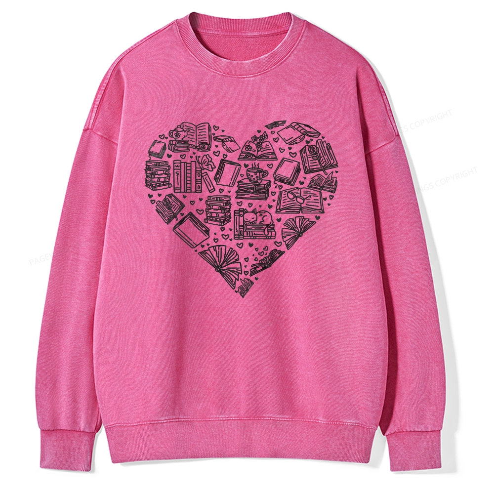 Pagewings Love Book Unisex Washed Sweatshirt