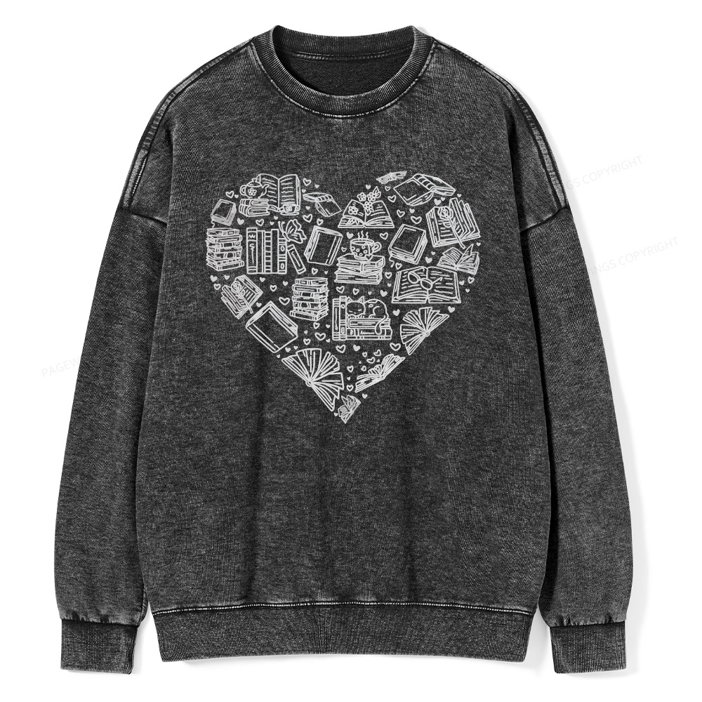 Pagewings Love Book Unisex Washed Sweatshirt