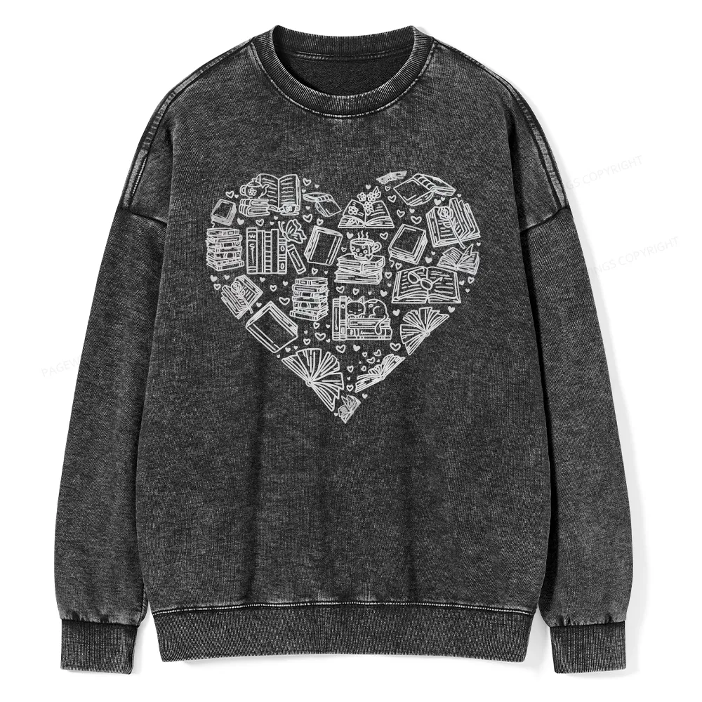 Pagewings Love Book Unisex Washed Sweatshirt