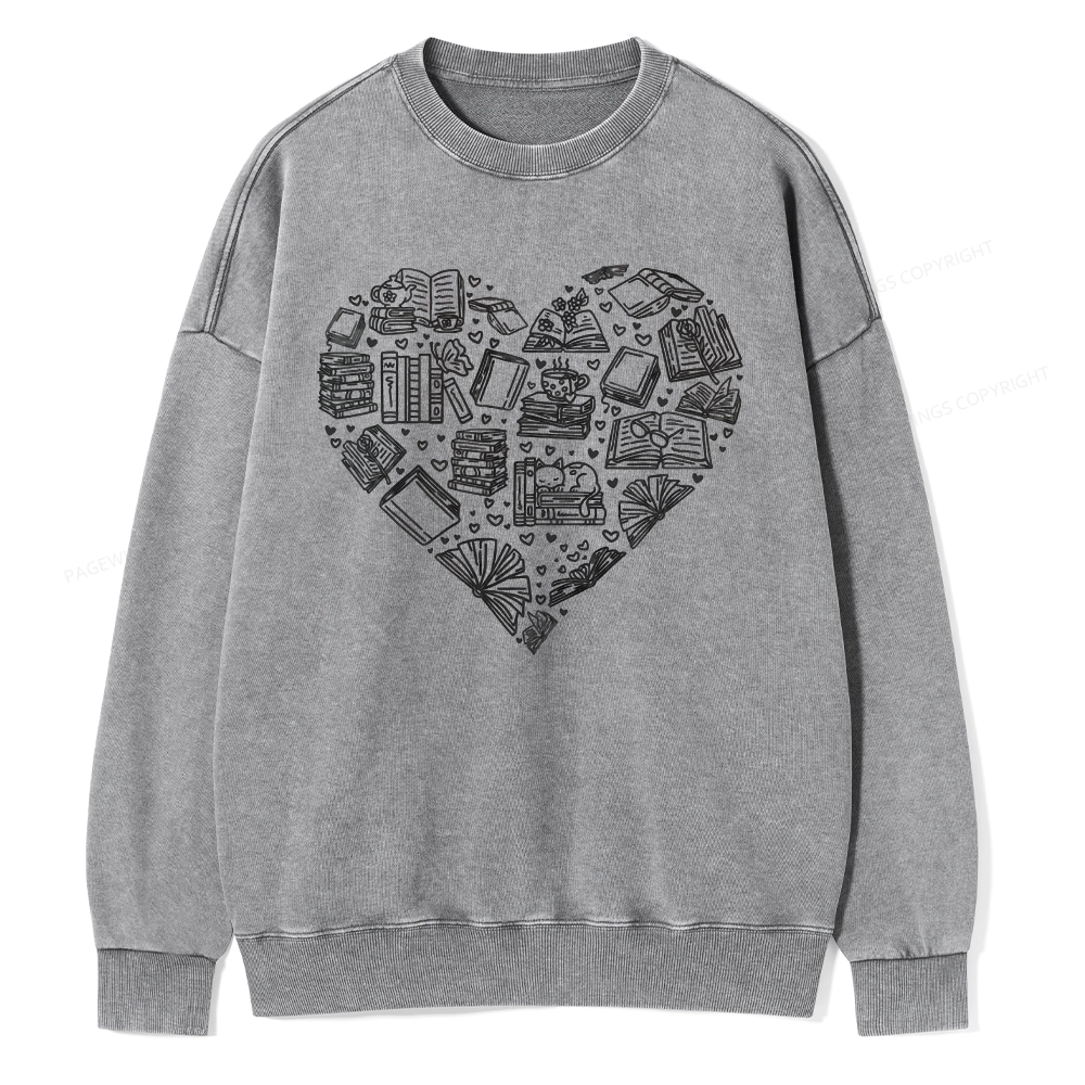 Pagewings Love Book Unisex Washed Sweatshirt